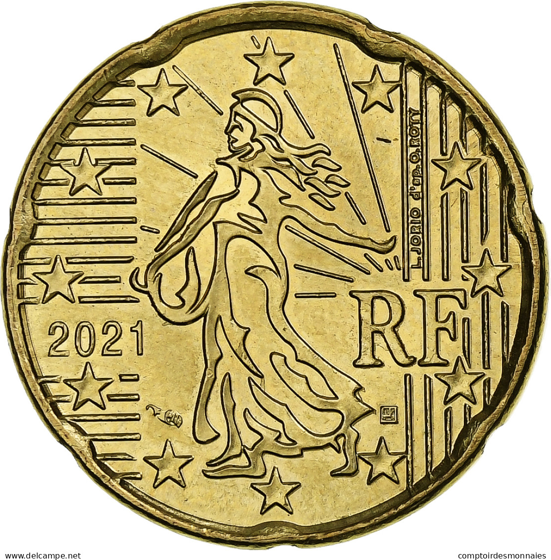 France, 20 Euro Cent, 2021, Paris, SUP, Laiton, KM:1411 - Frankreich