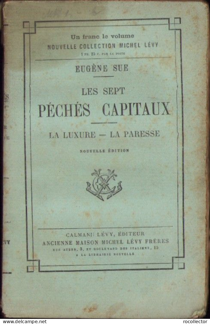 Les Sept Péchés Capitaux La Luxure La Paresse Par Eugen Sue 1887 C4120N - Oude Boeken