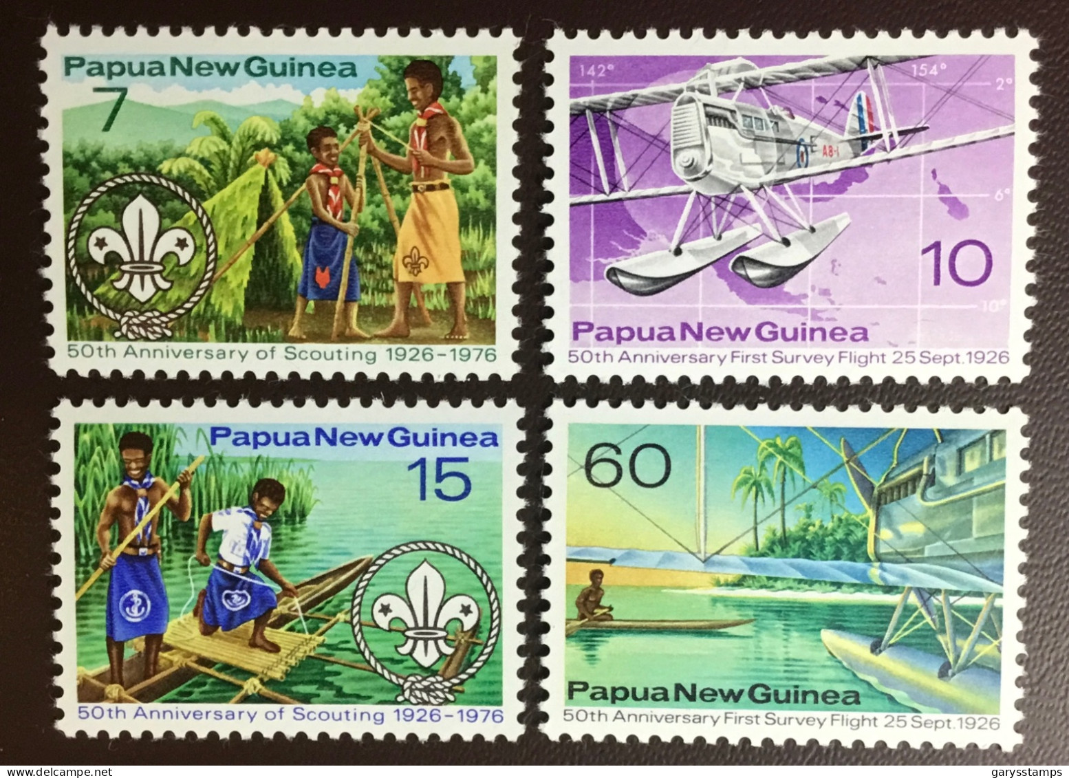 Papua New Guinea 1976 Scouts & First Flight Anniversaries MNH - Papúa Nueva Guinea