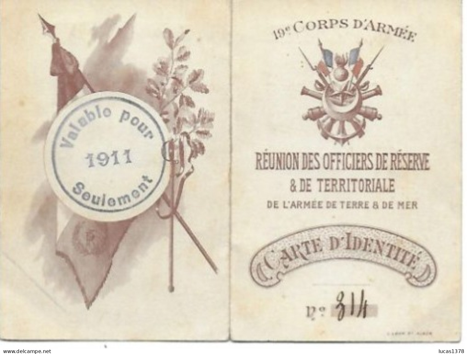 ALGER 1911 /RARE CARTE D IDENTITE OFFICIERS DE RESERVE / 1 ER REGIMENT DE ZOUAVES / S LIEUTENANT GUITARD  TRES BEL ETAT - Sonstige & Ohne Zuordnung