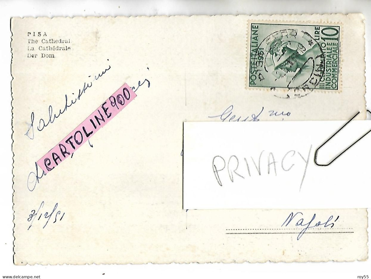 Storia Postale Repubblica Italiana Francobollo Isolato Su Cartolina Lire 10 Censimento Industriale Commerciale Del 1951 - 1946-60: Poststempel