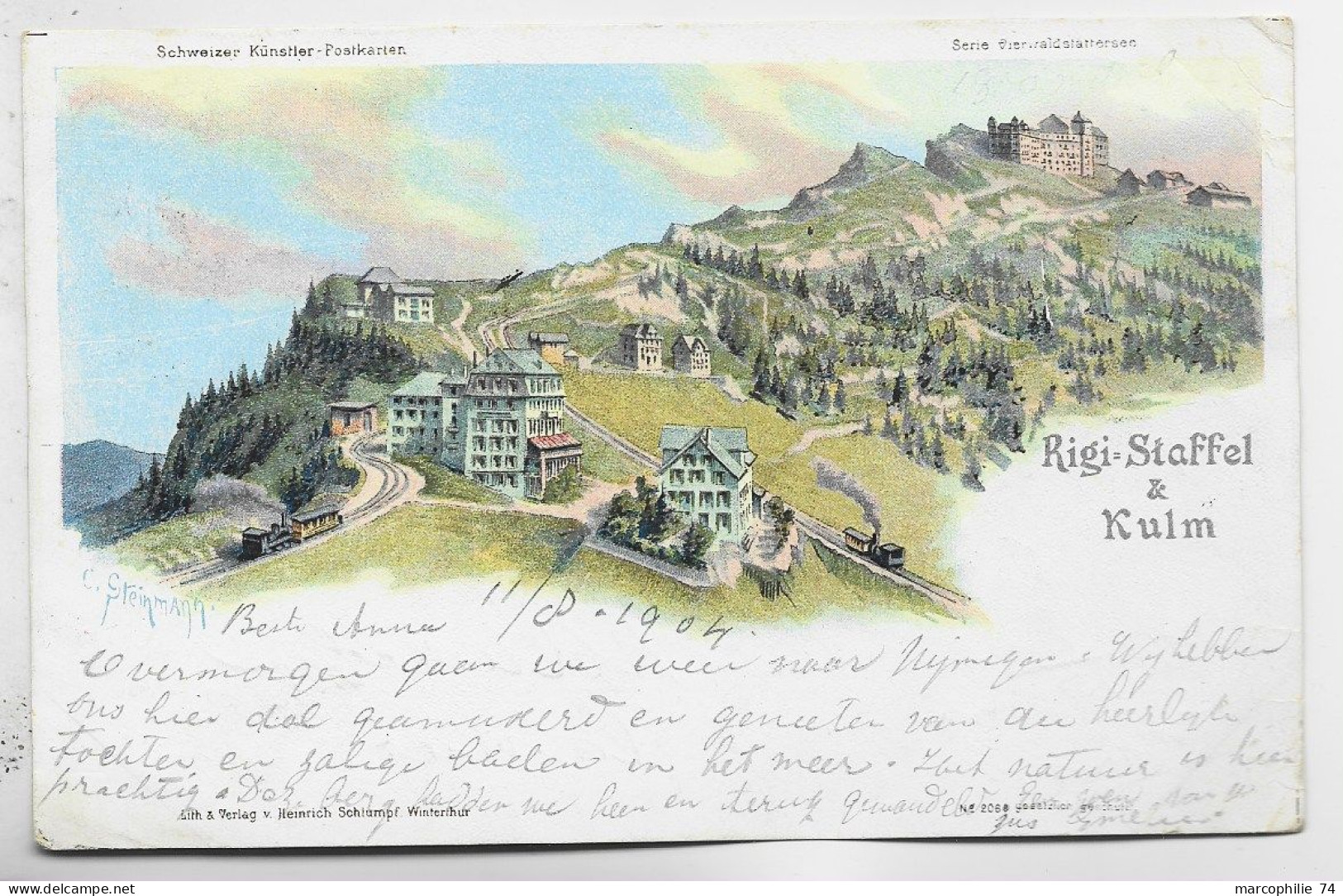 HELVETIA SUISSE 10C WEGGIS 1904 CARTE GRUSS RIGI STAFFEL KULM POUR BATAVIA JAVA - Briefe U. Dokumente