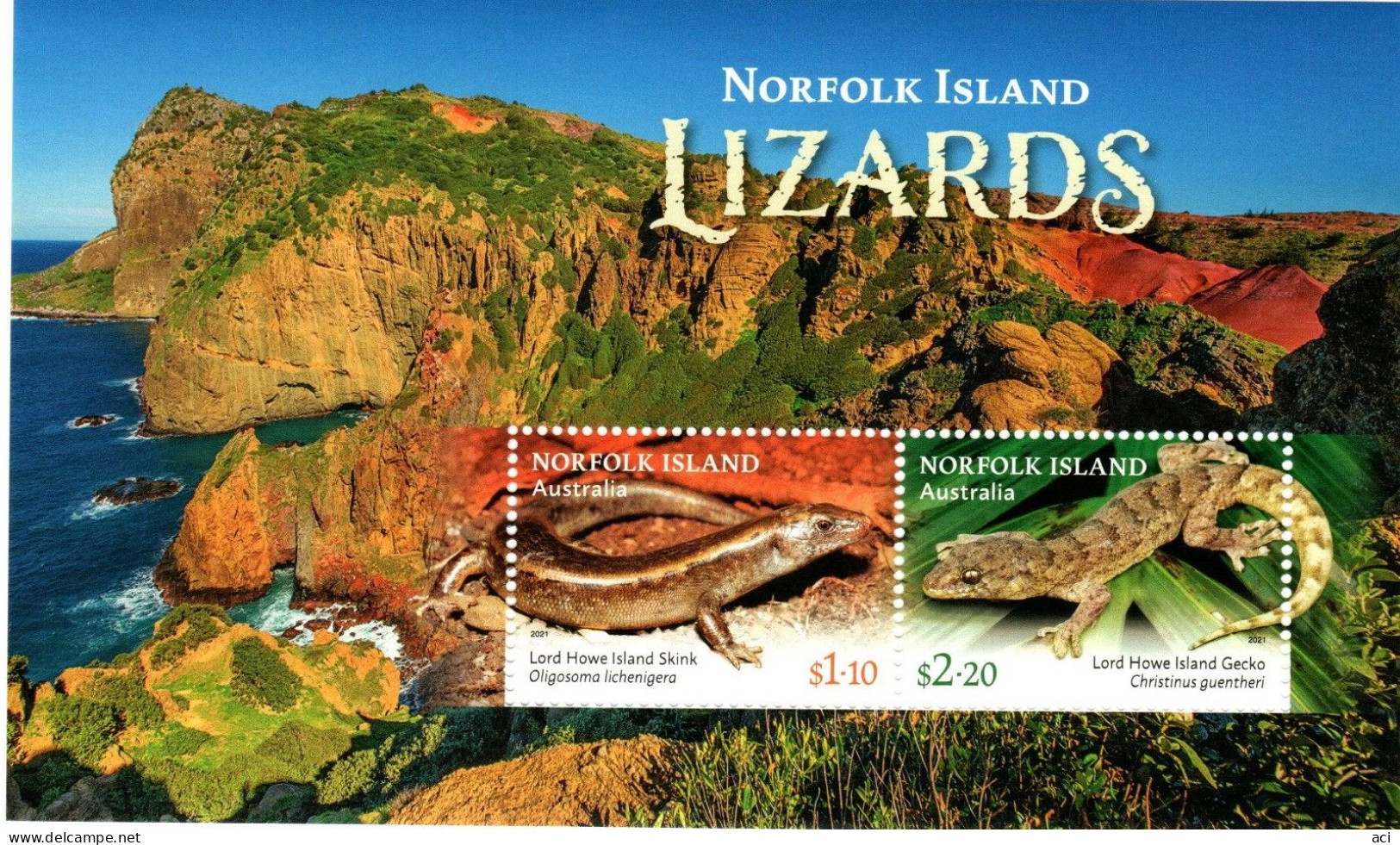 Norfolk Island ASC 1288MS 2021 Lizards, Mini Sheet,mint Never Hinged - Norfolkinsel