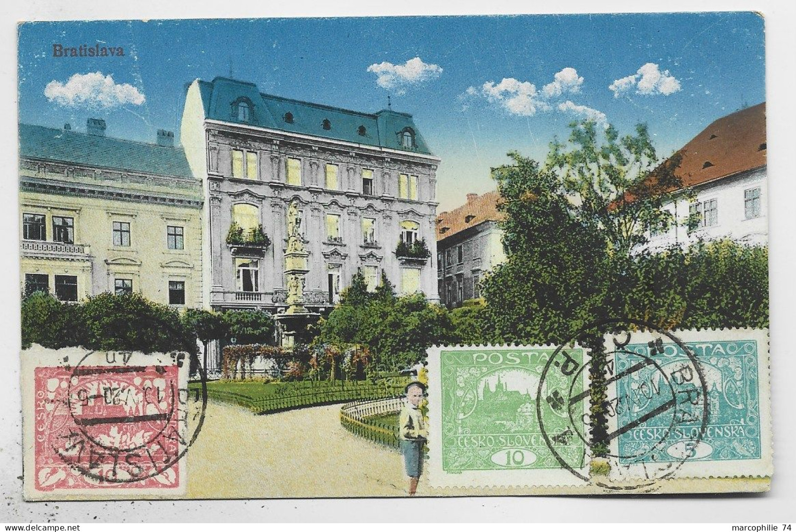 CESKOSLOVENSKO CSP 5+10X2 AU RECTO CARTE BRATISLAVA 1920 TO SUISSE - Briefe U. Dokumente