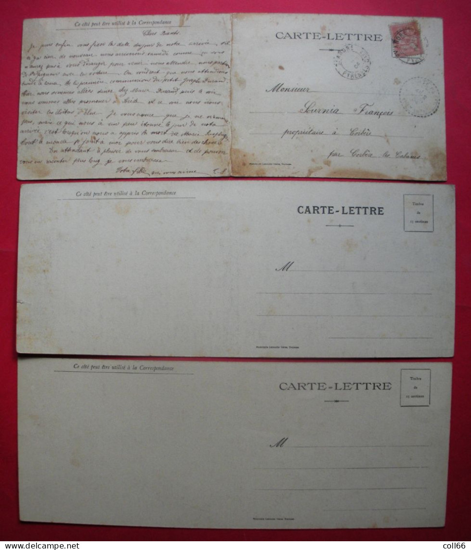 66 Port-Vendres 1904 RARES 3 Carte-lettre (double)Presqu'ile Fort De L'horloge & Quais  éditeur Labouche Dos Scanné - Port Vendres