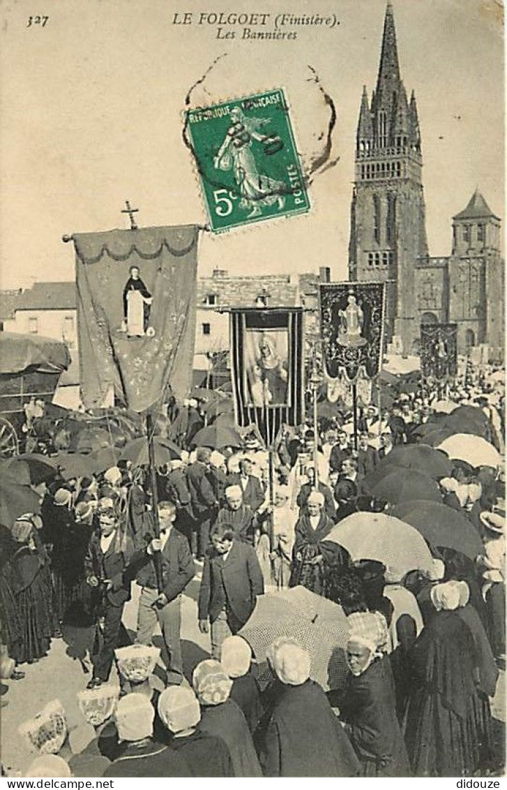 29 - Le Folgoet - Les Bannières - Animée - Procession Religieuse - CPA - Oblitération Ronde De 1908 - Voir Scans Recto-V - Le Folgoët