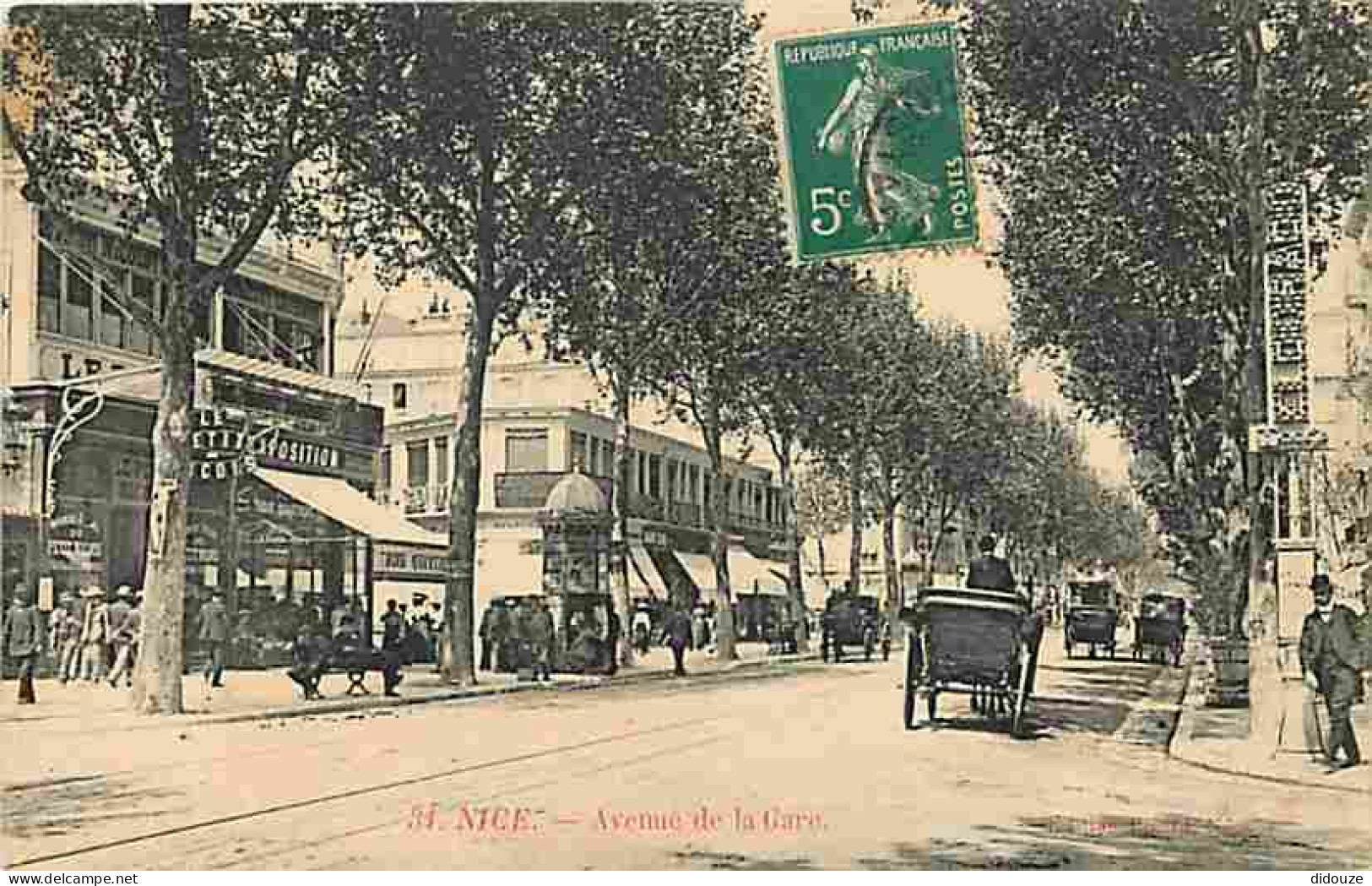 06 - Nice - Avenue De La Gare - Animée - Attelage De Chevaux - Commerces - Oblitération Ronde De 1910 - CPA - Voir Scans - Schienenverkehr - Bahnhof