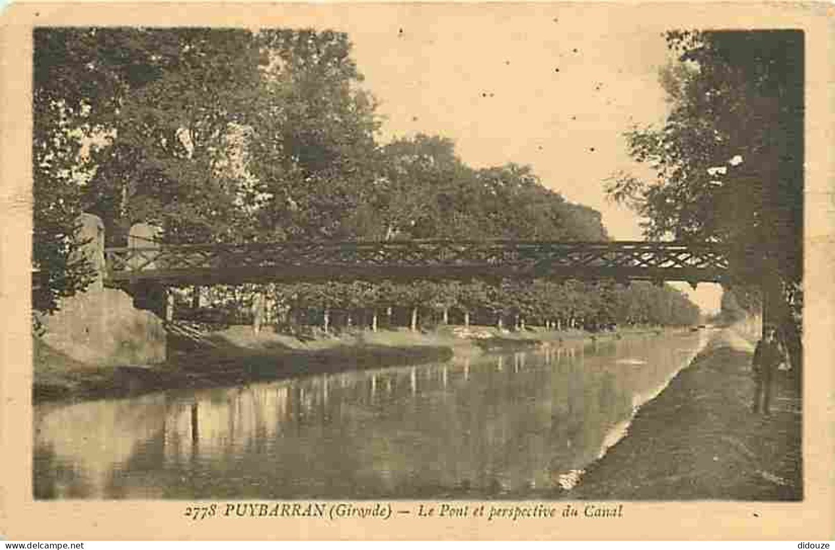 33 - Puybarran - Le Pont Et Perspective Du Canal - Animée - Voyagée En 1937 - Correspondance - CPA - Voir Scans Recto-Ve - Autres & Non Classés