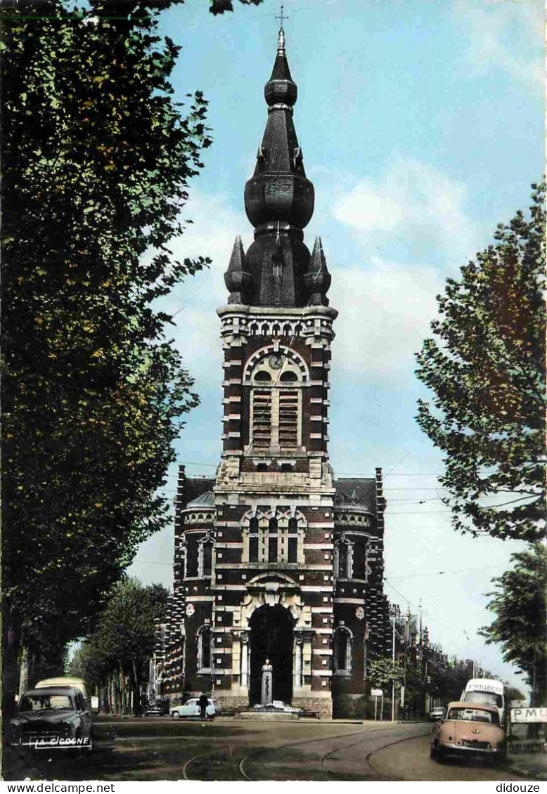 Automobiles - Valenciennes - L'Eglise Saint-Michel Et L'Avenue De Liège - Mention Photographie Véritable - Carte Dentelé - Voitures De Tourisme