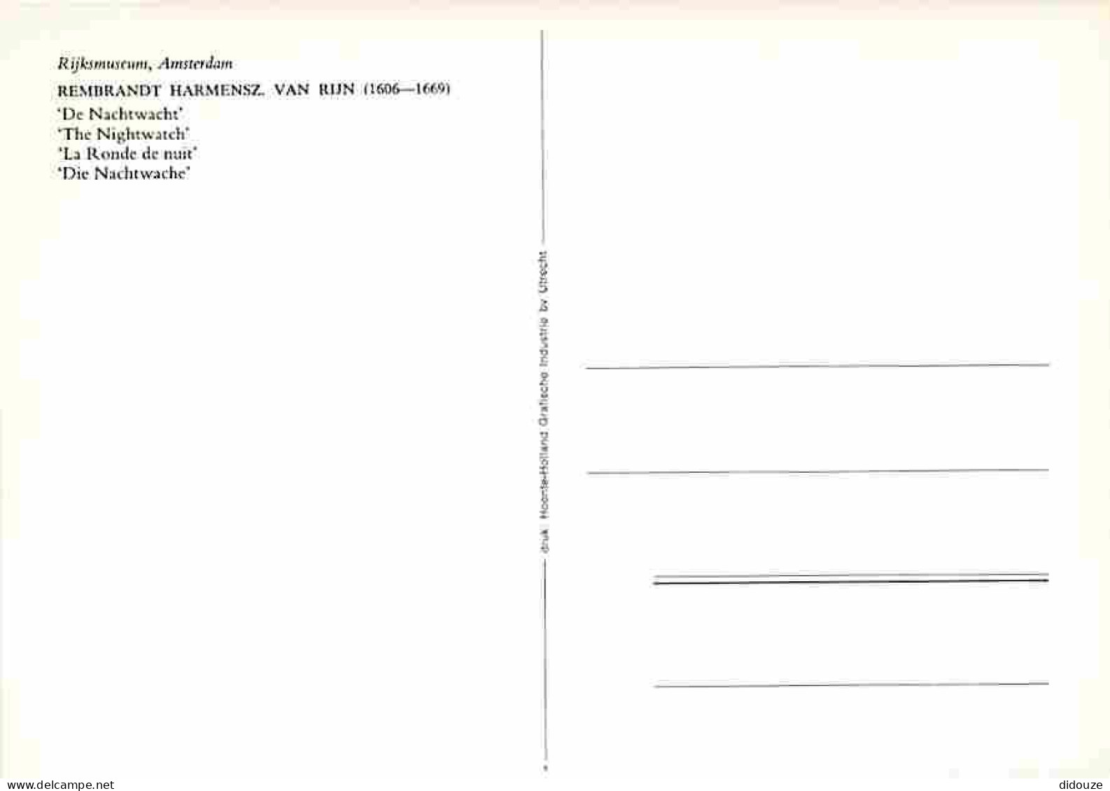 Art - Peinture - Rembrandt Harmensz Van Rijn - La Ronde De Nuit - CPM - Voir Scans Recto-Verso - Malerei & Gemälde