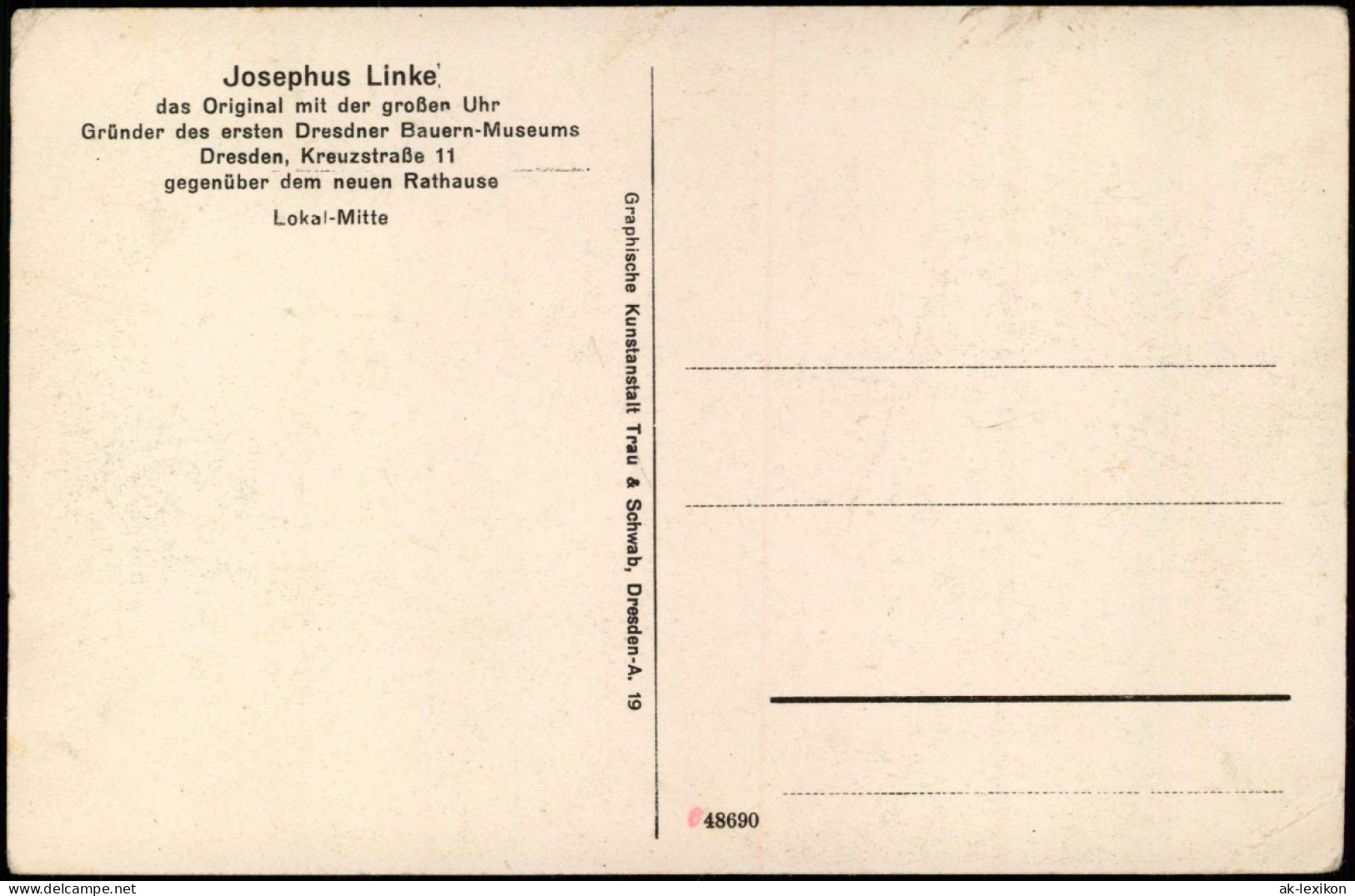 Ansichtskarte Innere Altstadt-Dresden Josephus Linke - Restaurant - Innen 1914 - Dresden