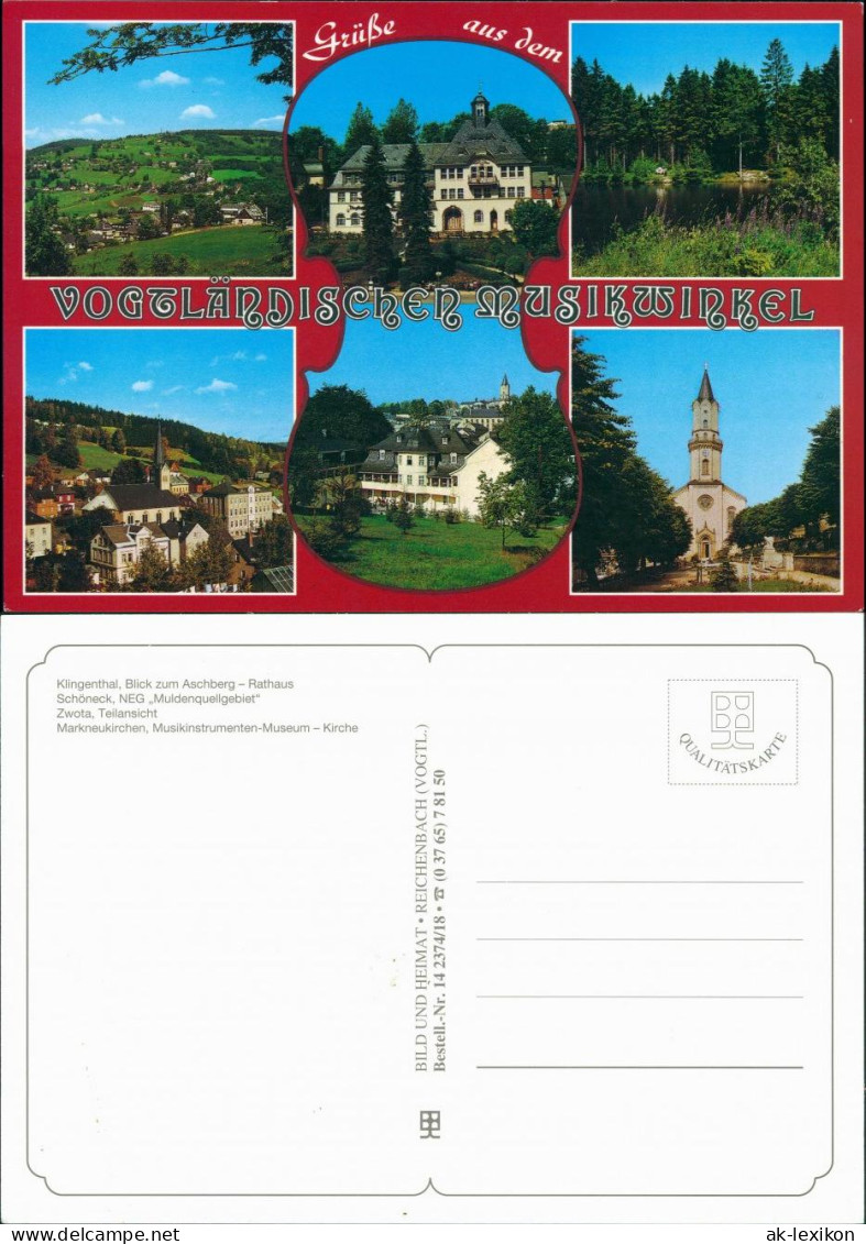 .Sachsen Vogtland: Aschberg, Rathaus, Muldenquellgebiet,   Museum, Kirche 1995 - Klingenthal