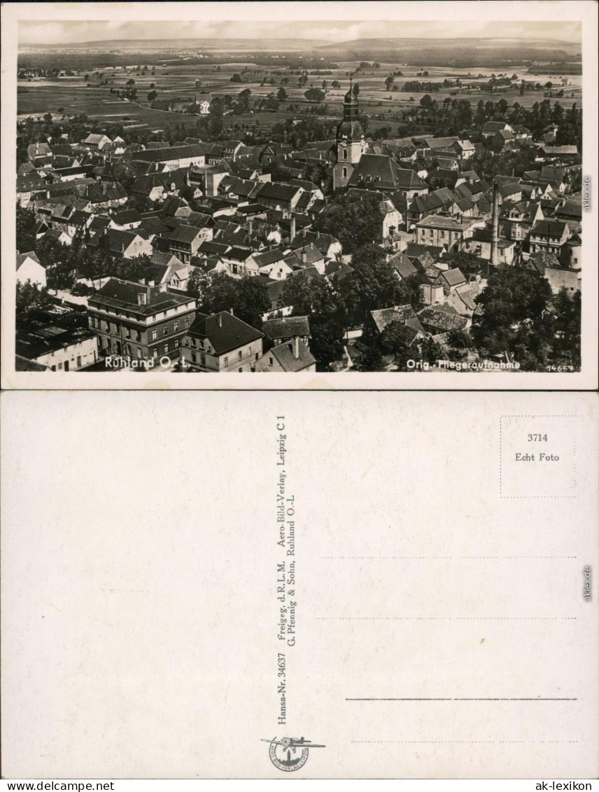Ansichtskarte Ruhland Rólany Luftbild - Stadt Und Fabrik 1930 - Ruhland