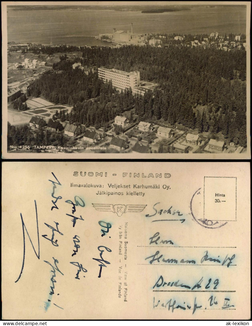 Postcard Tampere Luftbild 1932 - Finnland