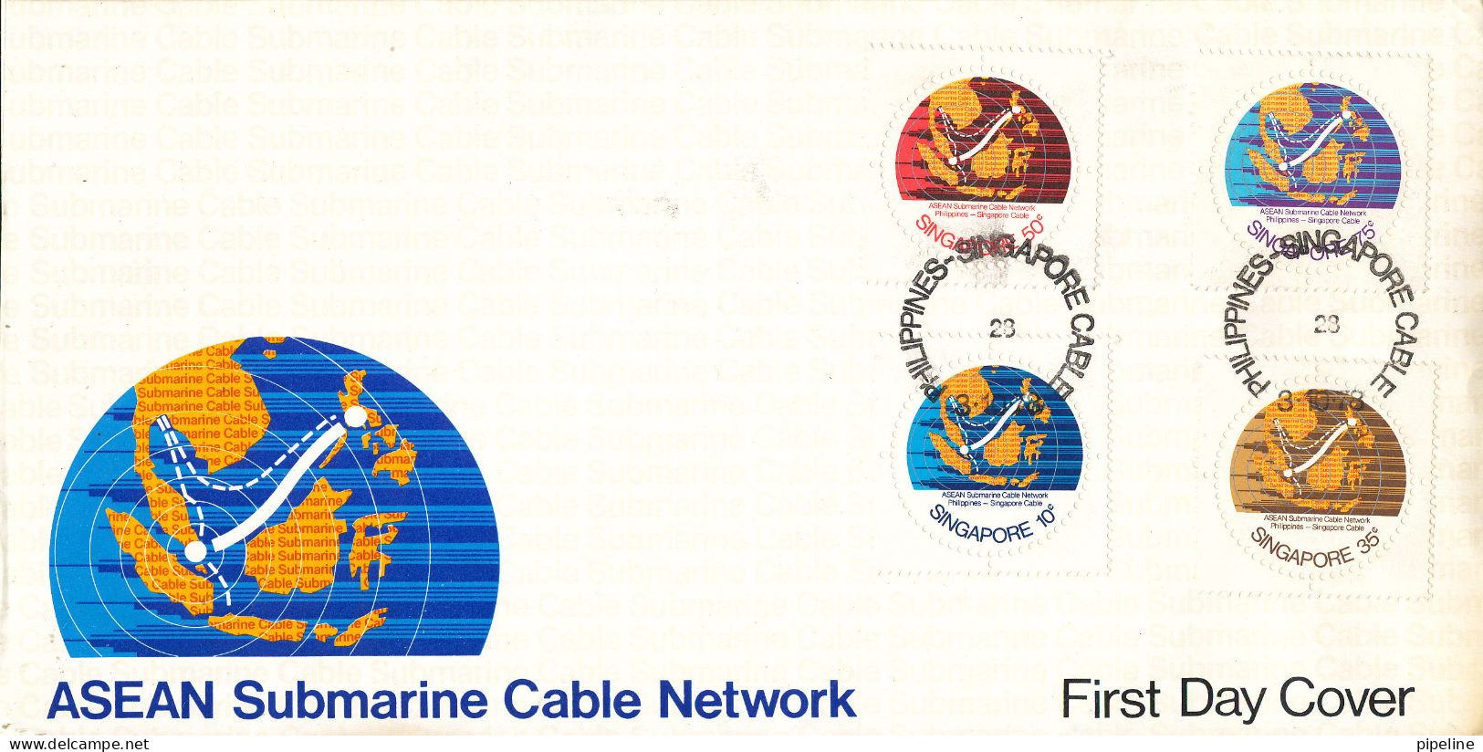 Singapore FDC 3-10-1978 ASEAN Submarine Cable Network Complete Set Of 4 With Cachet - Singapore (1959-...)