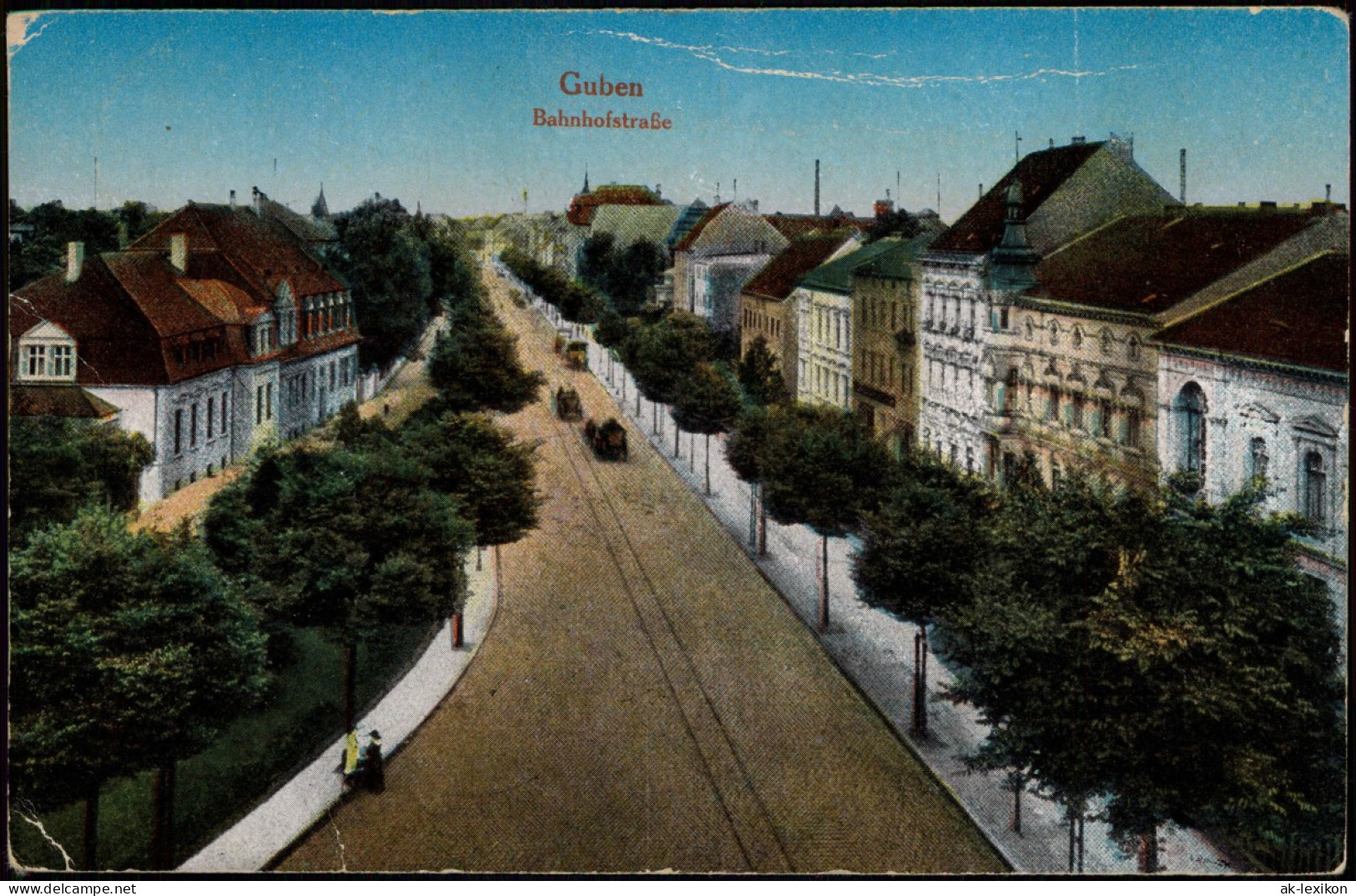 Ansichtskarte Guben Bahnhofstraße 1925 - Guben