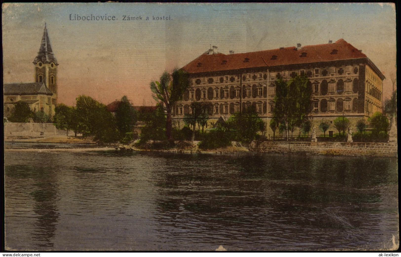 Postcard Libochovice Zámek A Kostel. 1923 - Tchéquie