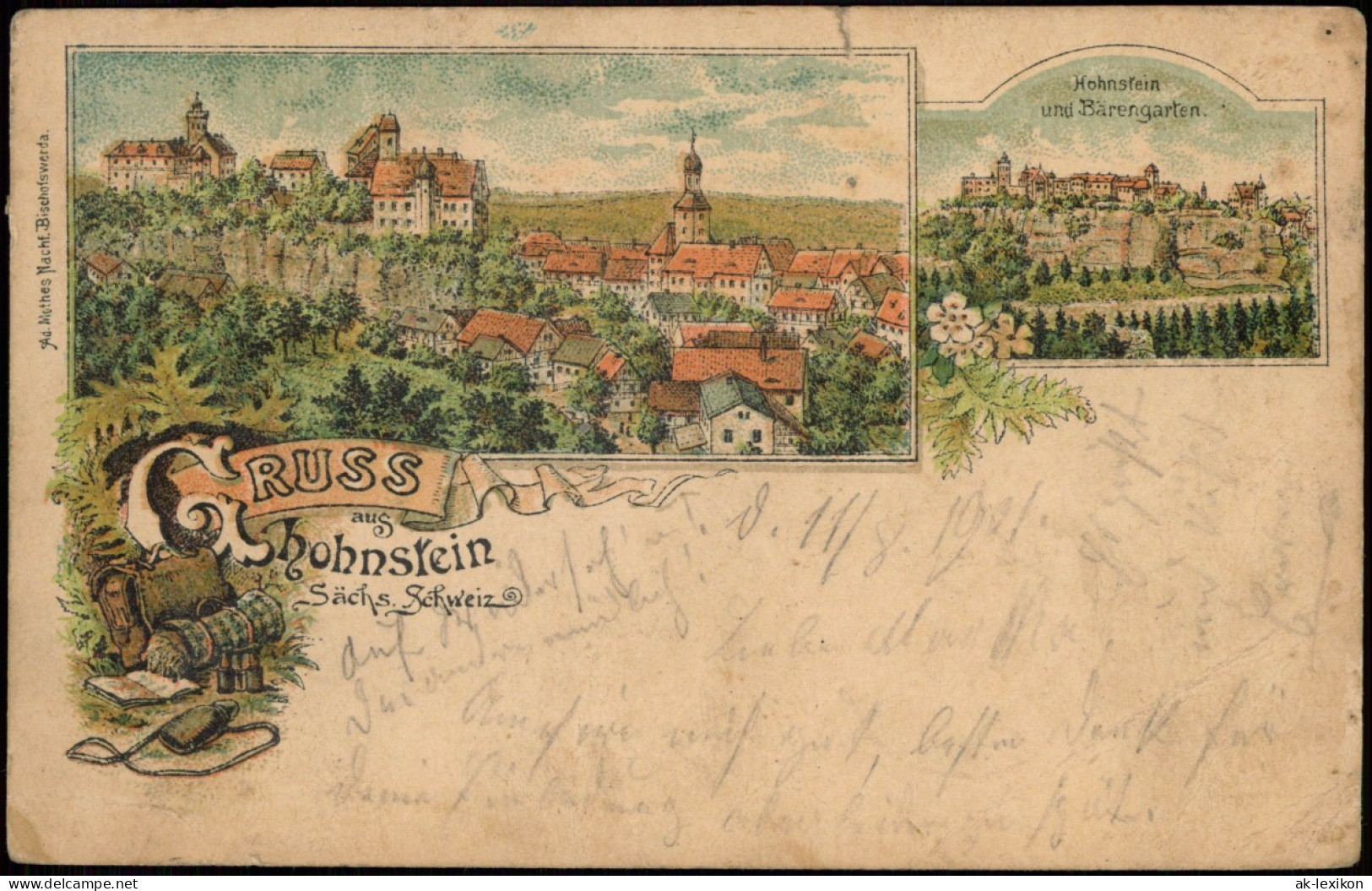 Litho AK Hohnstein (Sächs. Schweiz) Stadt, Bärengarten - Gruss Aus 1901 - Hohnstein (Saechs. Schweiz)