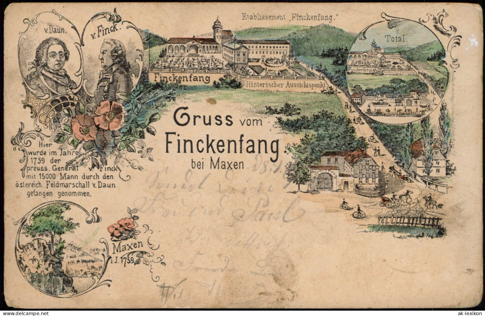 Ansichtskarte Maxen Finckenfang, Total, Etablissement - Litho Ak 1901 - Maxen