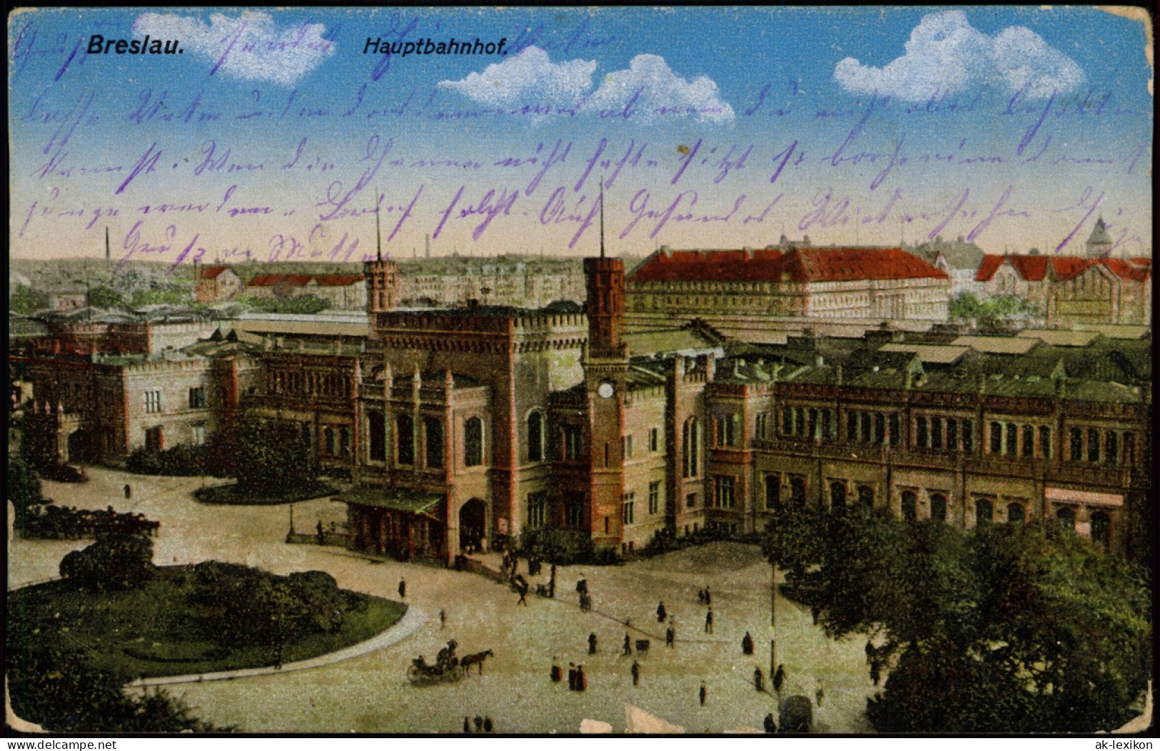 Postcard Breslau Wrocław Hauptbahnhof 1916 - Schlesien