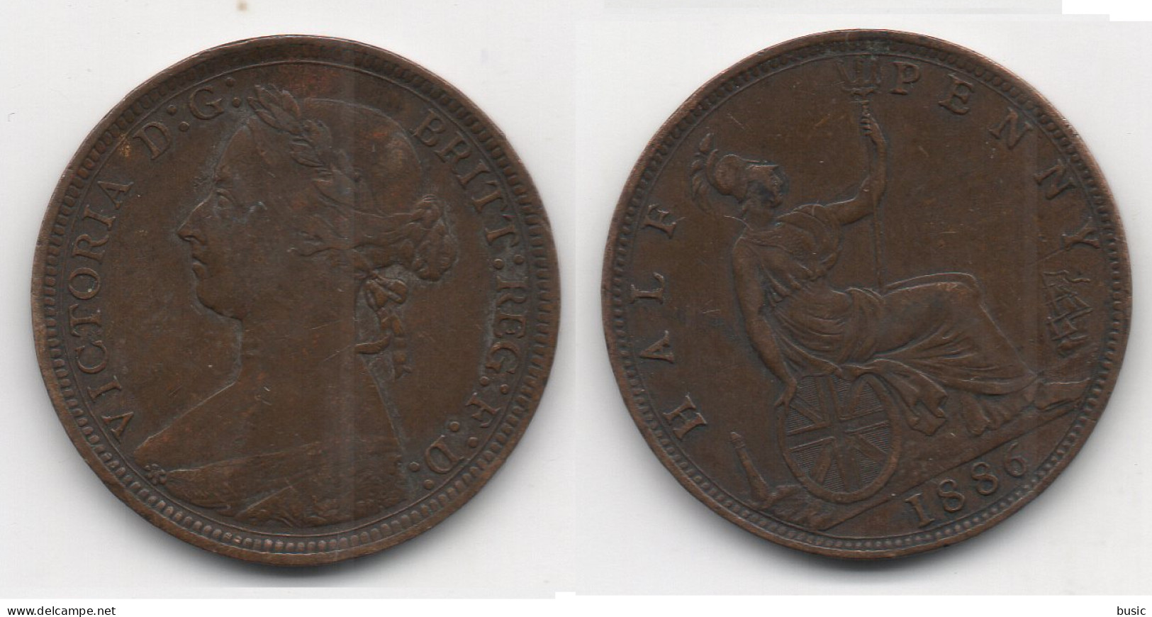 + GRANDE BRETAGNE  + 1 /2 PENNY 1886  + - C. 1/2 Penny