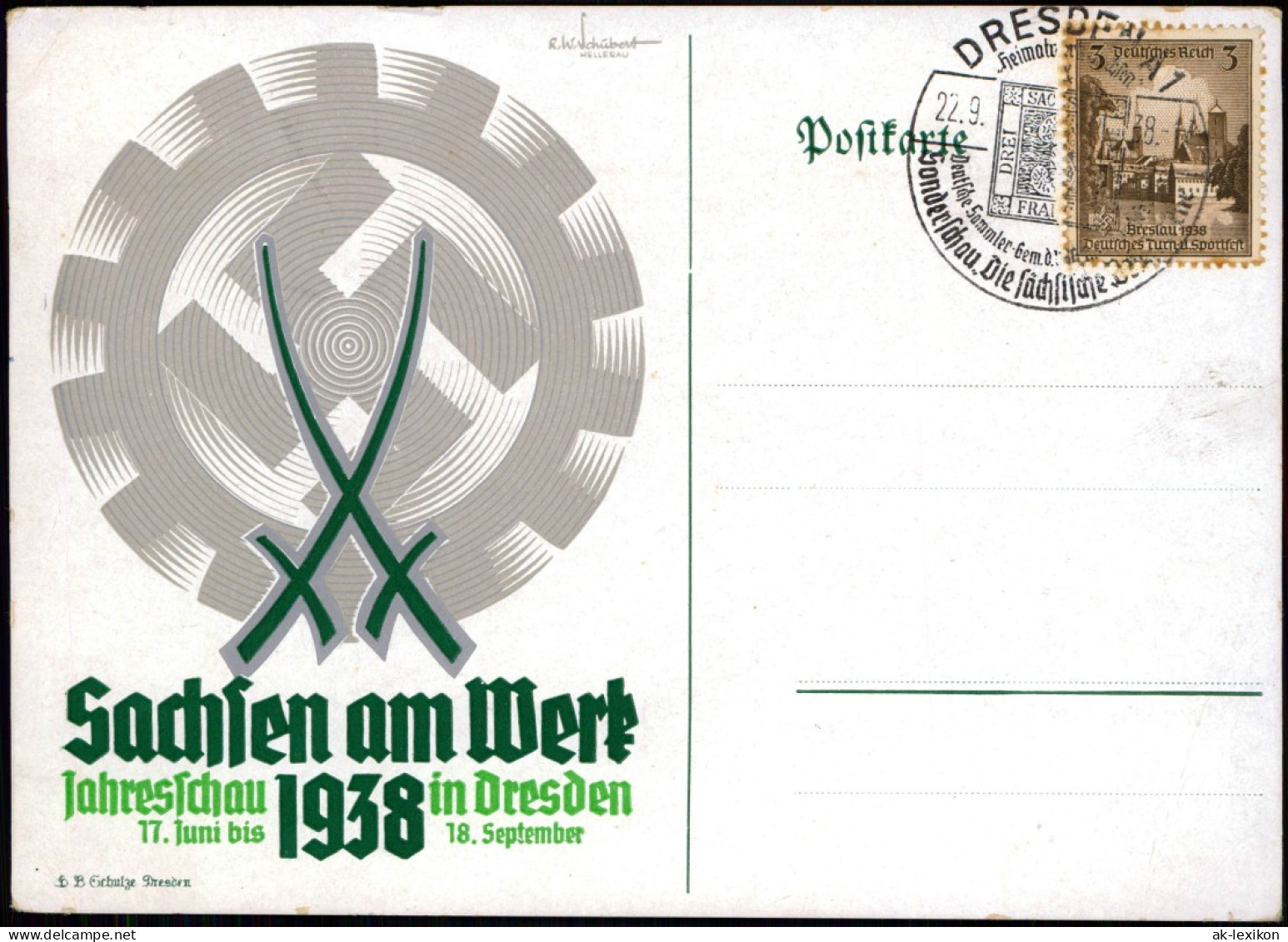 Ansichtskarte  Militär/Propaganda Sachsen Am Werk Dresden 1938 - Guerre 1939-45