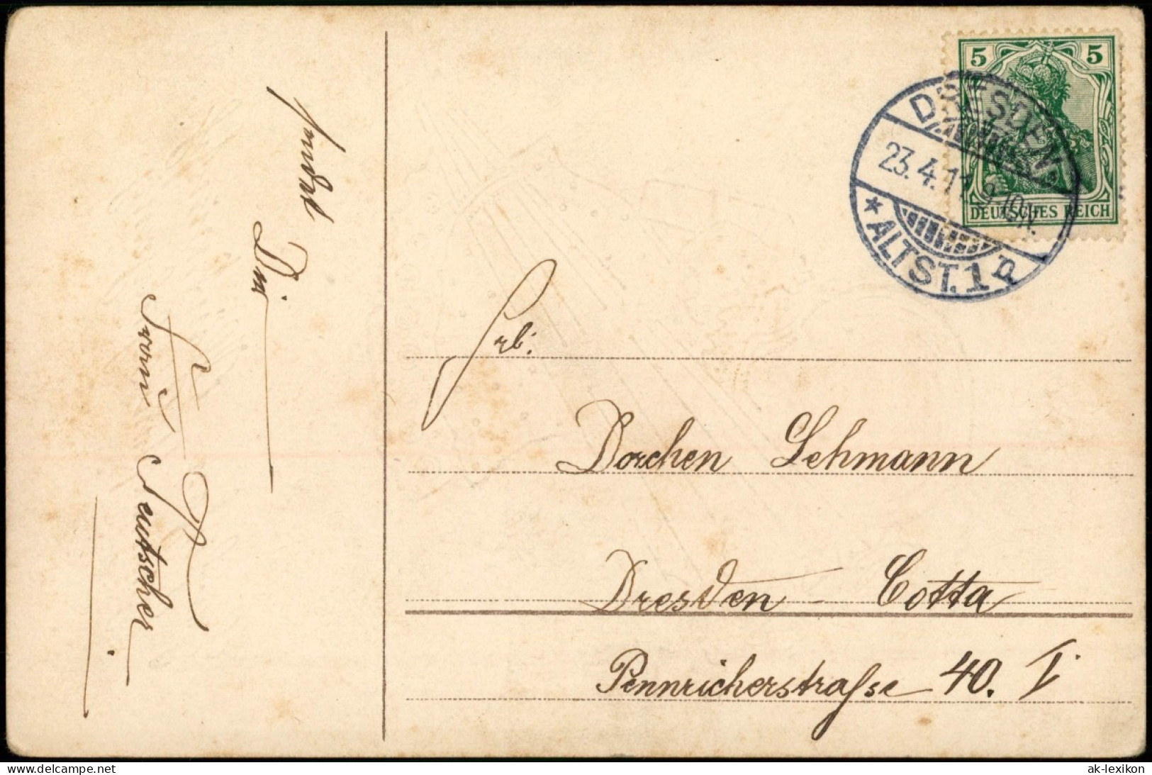 Glückwunsch - Schulanfang/Einschulung Mädchen Mit Zuckertüte Prägekarte 1911 - Premier Jour D'école