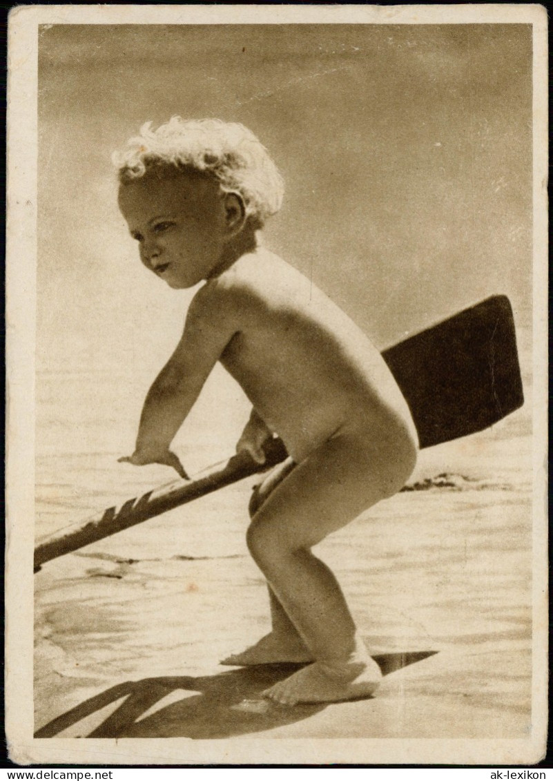 Menschen/Soziales Leben - Kinder Junge Am Strand Mit Paddel 1939 - Portraits