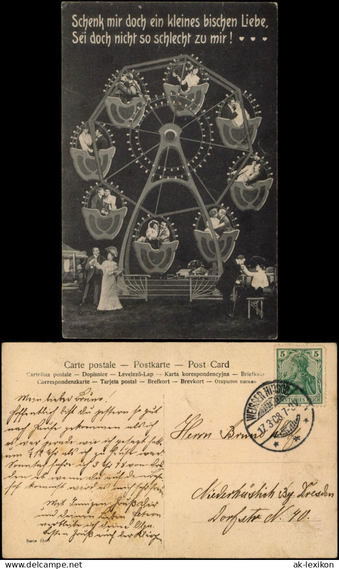 Ansichtskarte  Liebe Liebespaare - Love In Riesenradgondeln 1908 - Paare