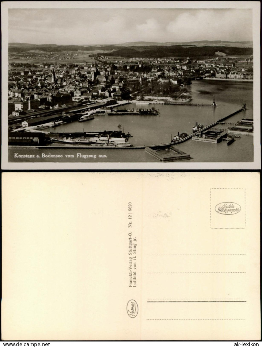 Ansichtskarte Konstanz Luftbild Stadt, Hafen, Bahnhof 1932 - Konstanz