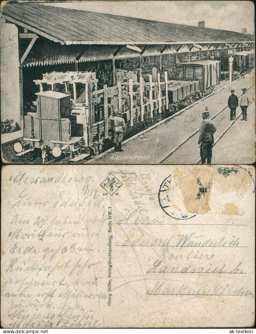 Postcard Alexandrowo Aleksandrów Kujawski Soldaten Auf Dem Bahnhof 1914 - Polonia