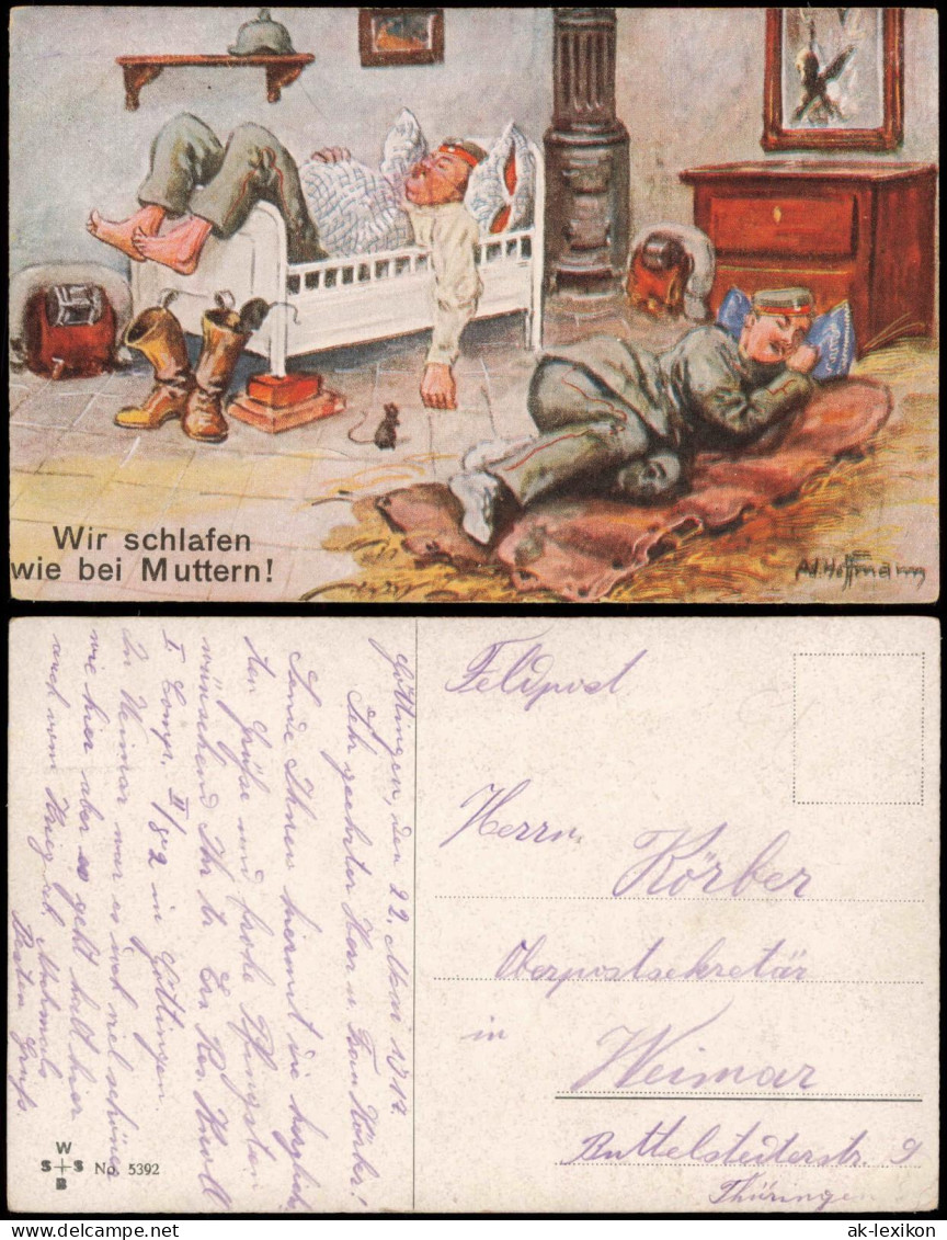 Ansichtskarte  Feldpostkarte 1. Weltkrieg Soldaten Stube 1917   Feldpost Gelaufen - Weltkrieg 1914-18
