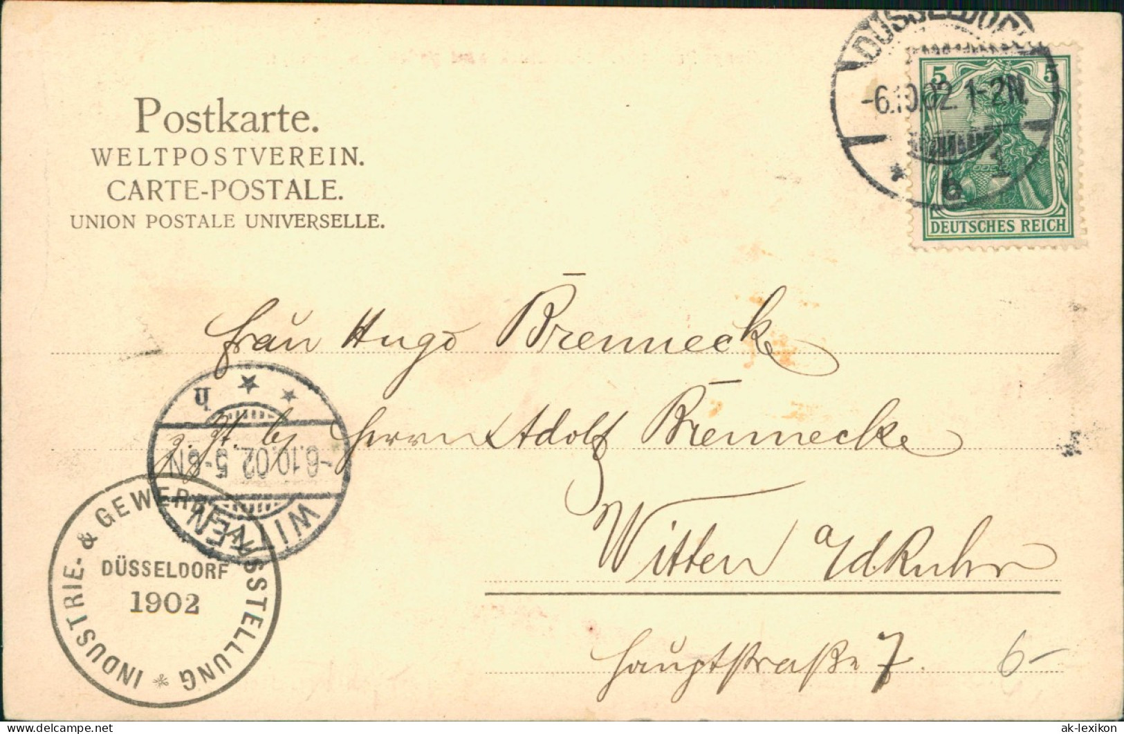 Düsseldorf Officielle Ausstellungs-Postkarte Pavillon Gebr. Reuling 1902 - Düsseldorf