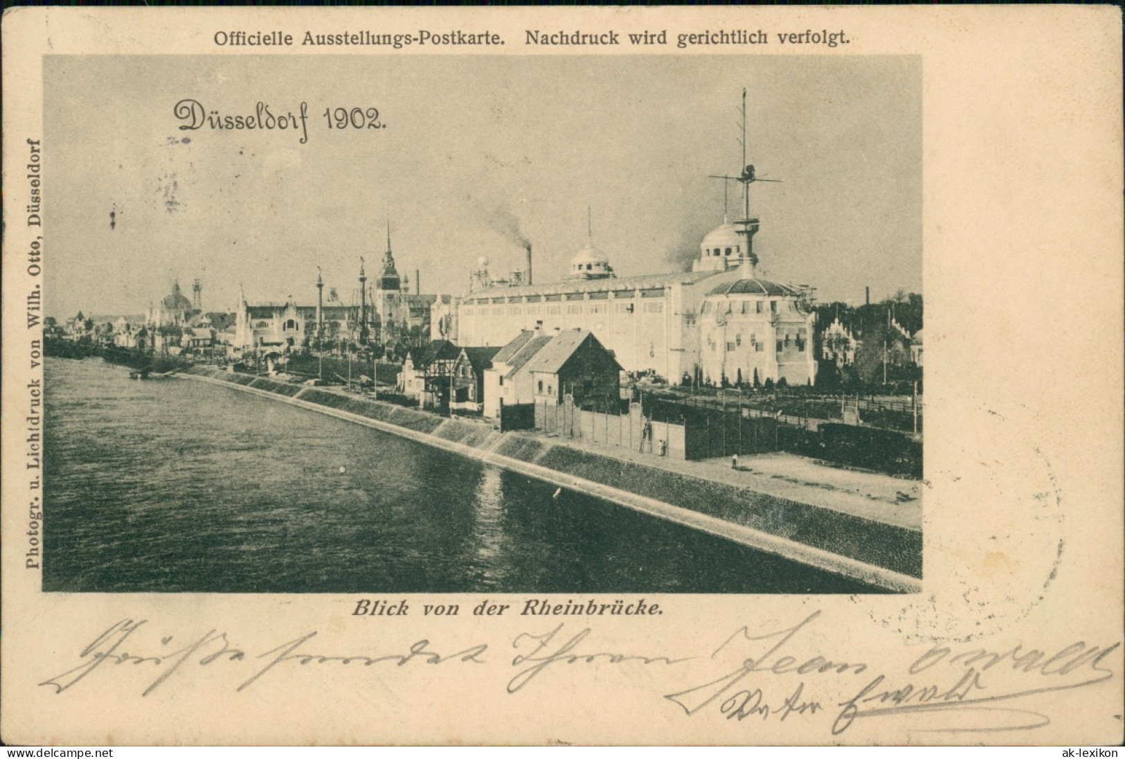 Düsseldorf Officielle Ausstellungs-Postkarte Blick Von Der Rheinbrücke. 1902 - Duesseldorf