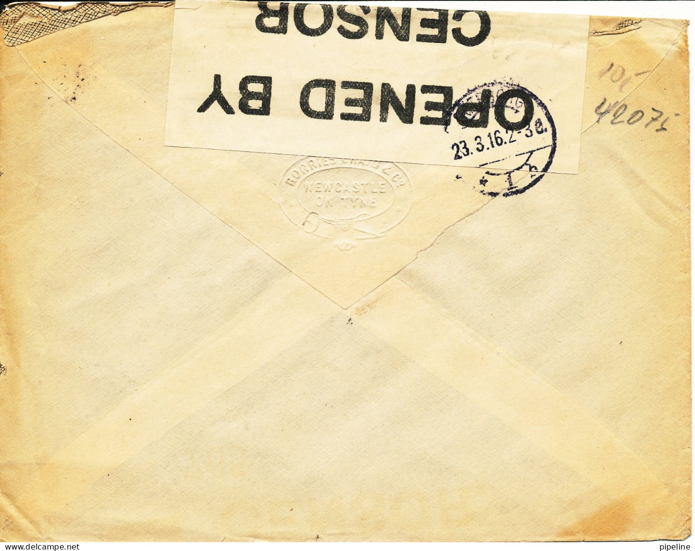 Great Britain WW L Censored Cover Sent To Sweden 14-3-1916 - Covers & Documents