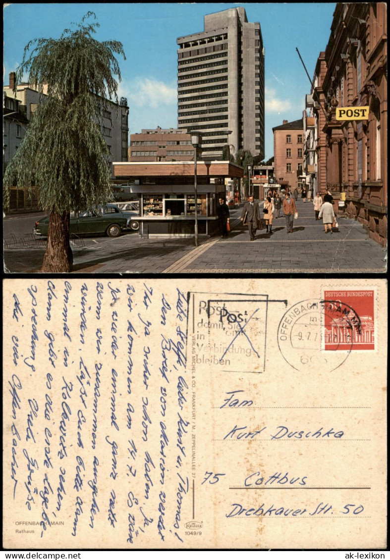 Ansichtskarte Offenbach (Main) Kiosk, Straße Und Rathaus 1975 - Offenbach