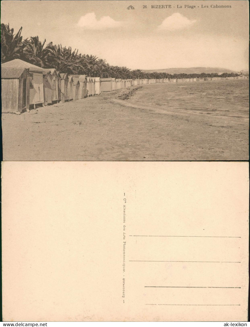 Bizerte بنزرت Ortsansicht, Strand La Plage - Les Cabanons 1910 - Tunisia