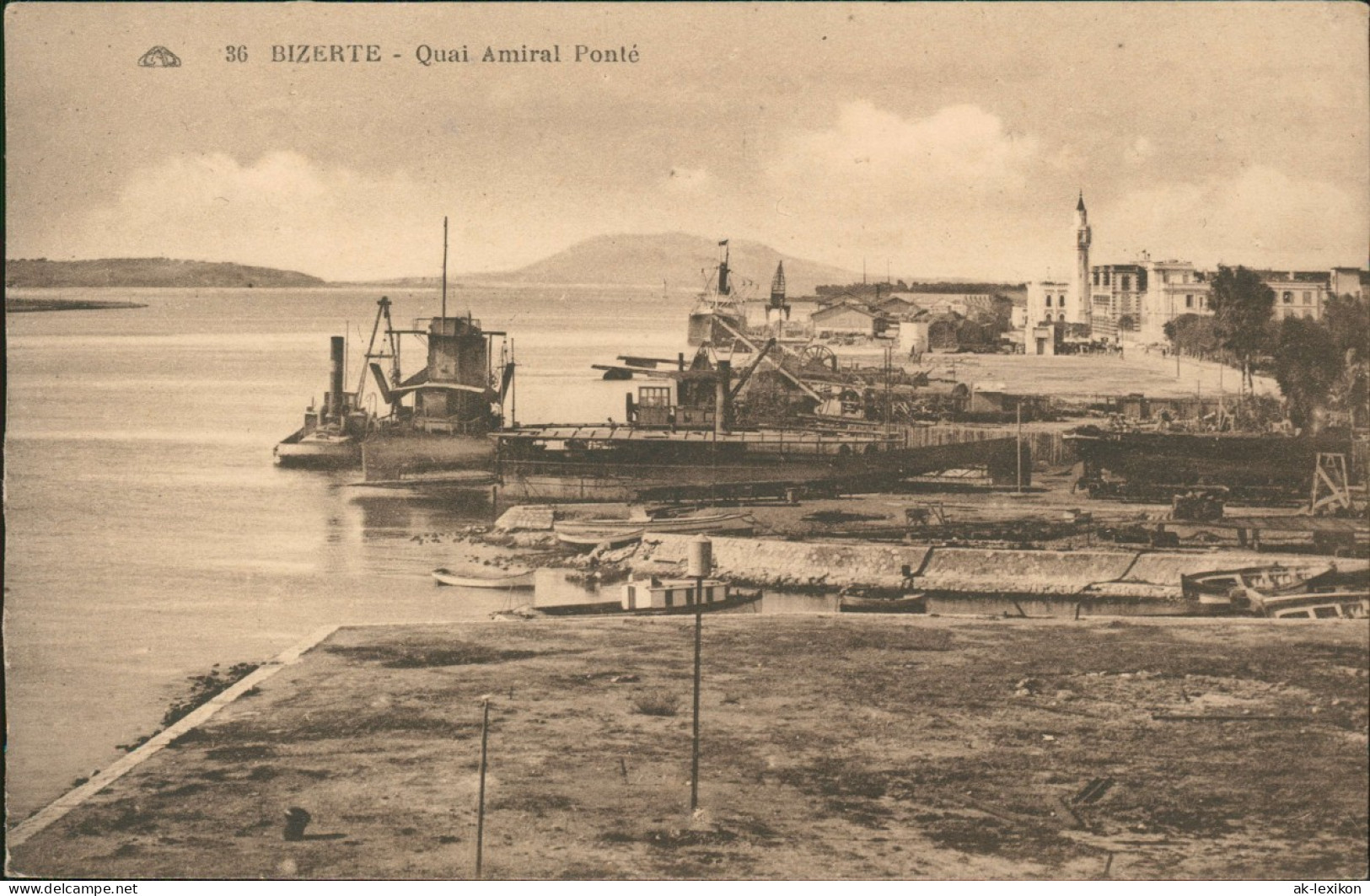 Postcard Bizerte بنزرت Hafen-Ansicht, Quai Amiral Ponté 1910 - Tunisia