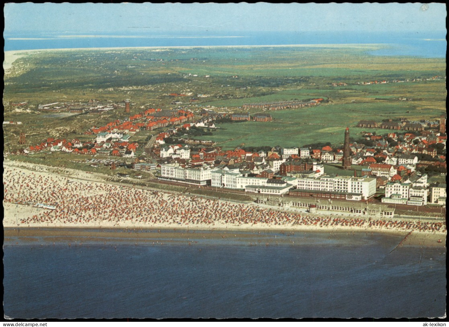 Ansichtskarte Borkum Luftbild Strand Hotels 1974 - Borkum