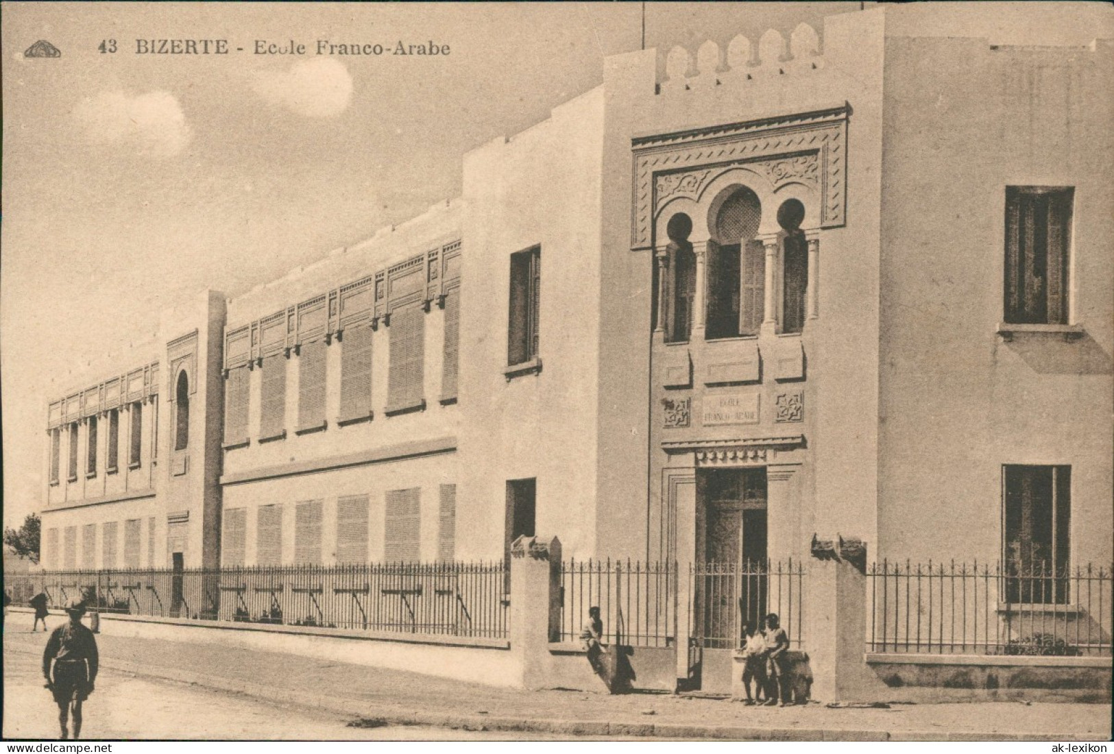 Bizerte بنزرت Ecole Franco-Arabe, Schule, Gebäude-Ansicht 1910 - Tunesië