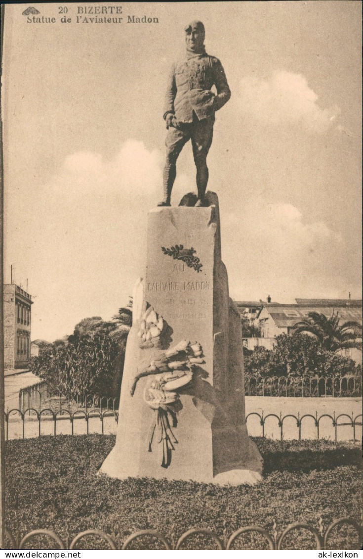 Bizerte بنزرت Ortsansicht Denkmal Statue De L'Aviateur Madon 1910 - Tunisia