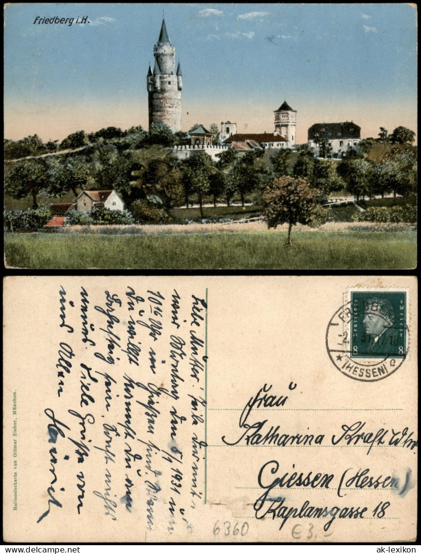 Ansichtskarte Friedberg (Hessen) Panorama-Ansicht Mit Turm-Gebäude 1931 - Friedberg