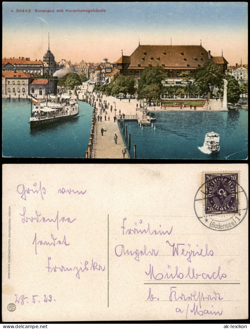 Ansichtskarte Konstanz Hafen, Dampfer 1920 - Konstanz