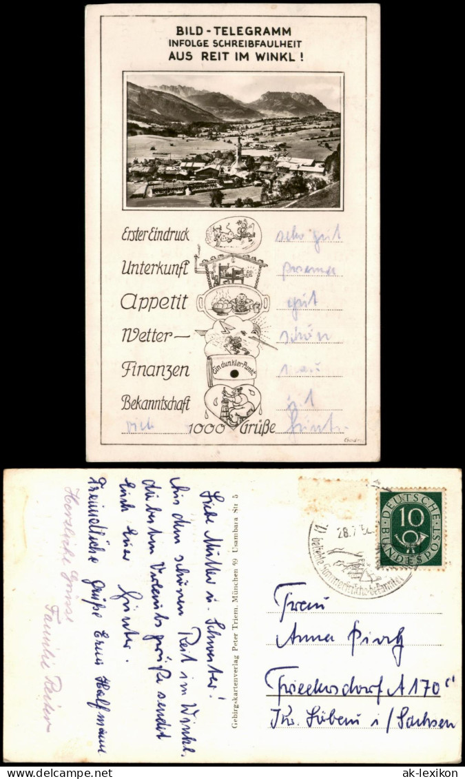 Ansichtskarte Reit Im Winkl Stadt - Telegramm AK 1953 - Reit Im Winkl