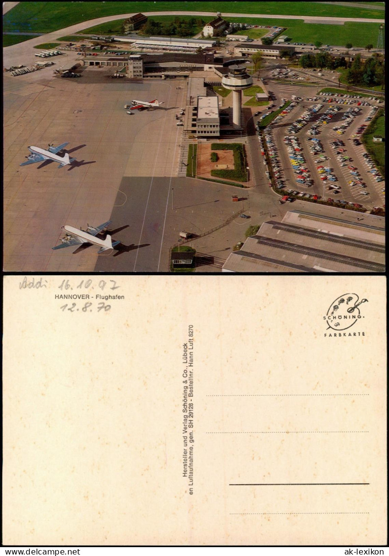 Ansichtskarte Hannover Flughafen Airport Vom Flugzeug Aus Luftaufnahme 1970 - Hannover