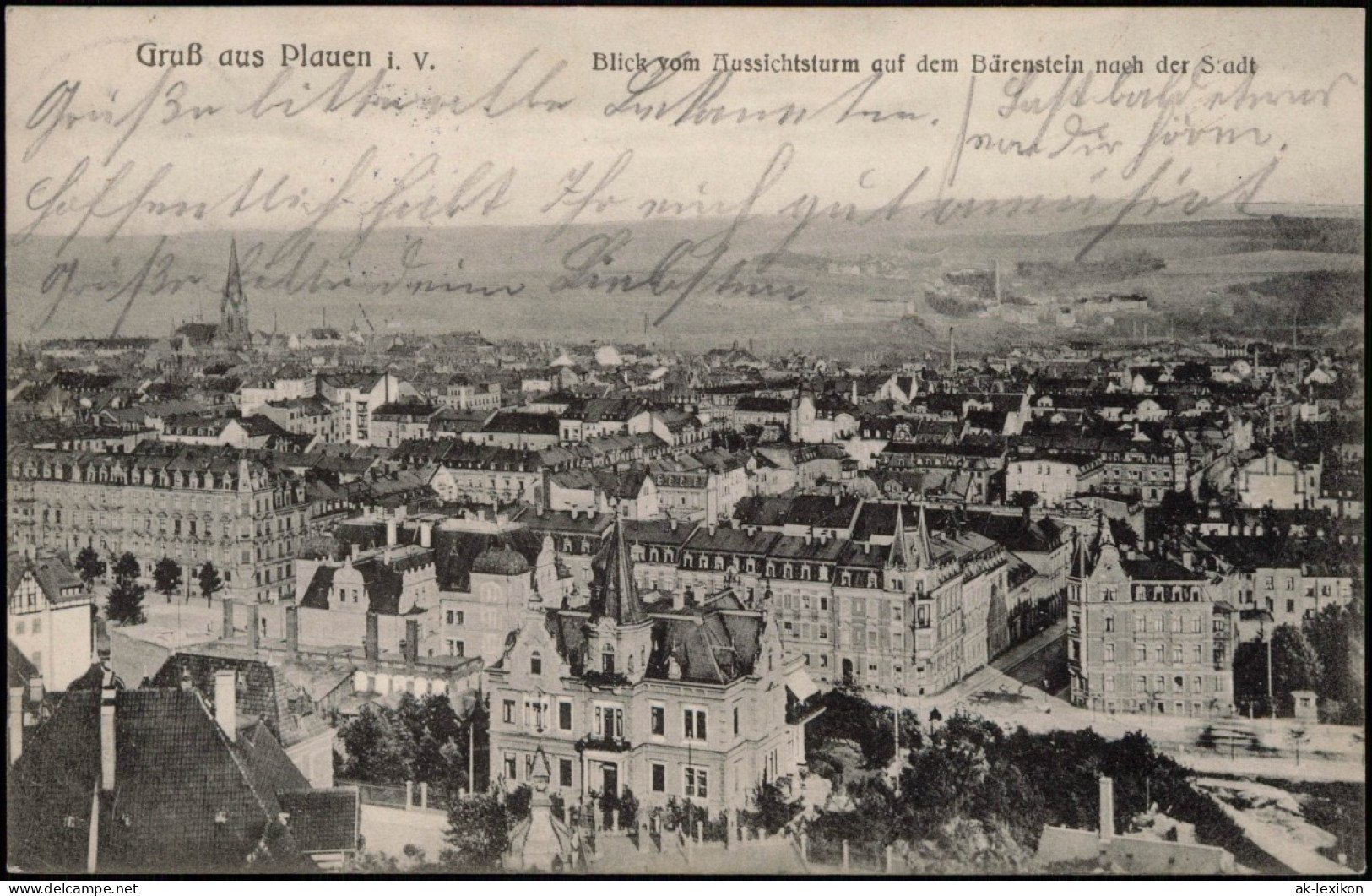 Ansichtskarte Plauen (Vogtland) Straßenblick Und Totale Vom Bärenstein 1909 - Plauen