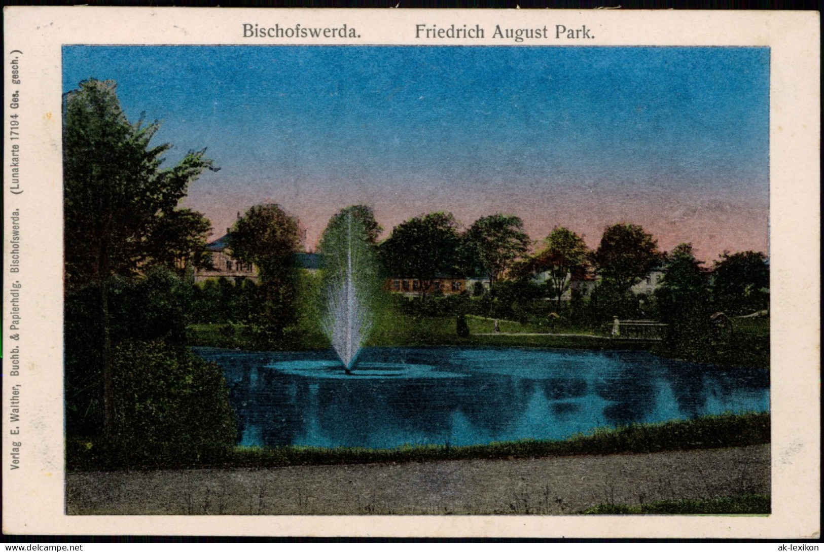 Ansichtskarte Bischofswerda Fr. August Park. LUNAKARTE 1911 Seitenrandstück - Bischofswerda