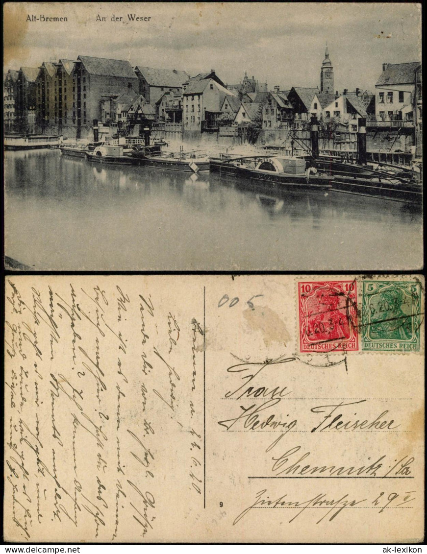 Ansichtskarte Bremen Speicher Und Dampfer 1920 - Bremen