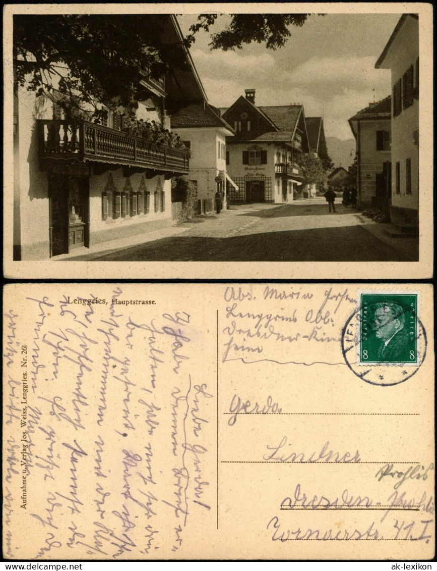 Ansichtskarte Lenggries Hauptstraße 1927 - Lenggries