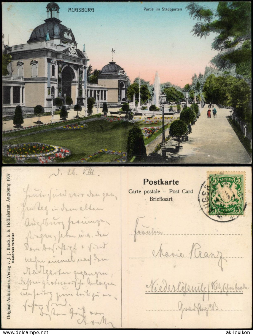 Ansichtskarte Augsburg Partie Im Stadtgarten 1907 - Augsburg